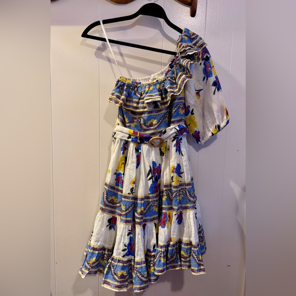 Place Nationale Vibrant One Shoulder Ruffle Dress
